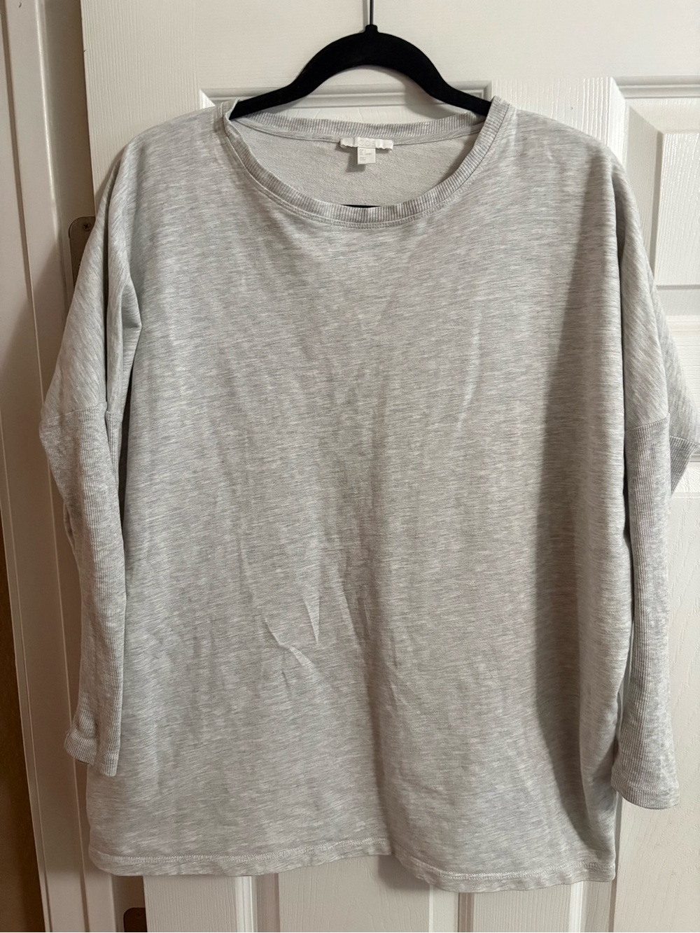 COS gray crewneck pullover sweater cotton stretch comfy fall autumn 3/4 sleeve S